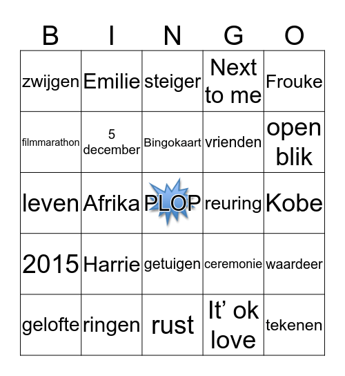 Tim & Karlijn 05-12-2015 Bingo Card