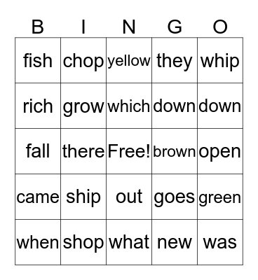 Seasons Bingo Card