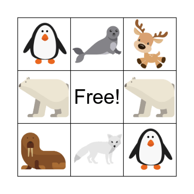 Arctic Animals Bingo Card