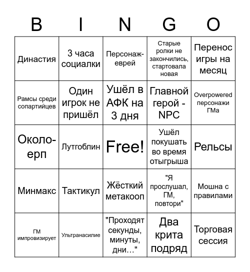 ТИПИКАЛ РОЛКИ Bingo Card