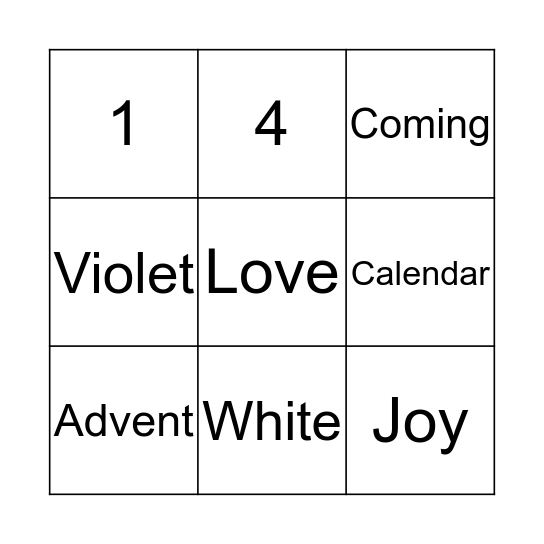 Advent Bingo Card