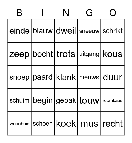 Taal in blokjes bingooo Bingo Card