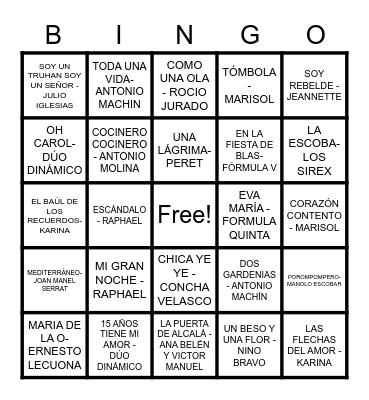 BINGO MUSICAL Bingo Card