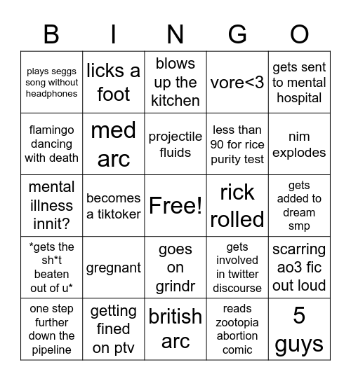 nim. Bingo Card