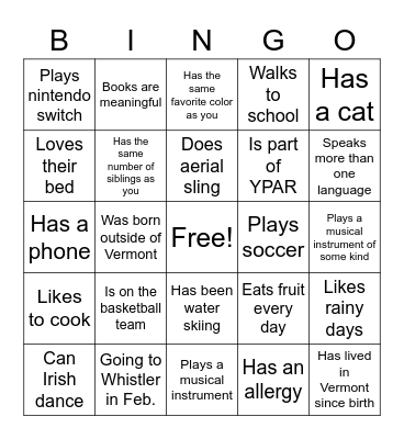 Period 2 Health Class! Bingo Card