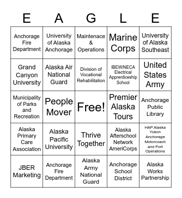 Eagle Expo Bingo Card