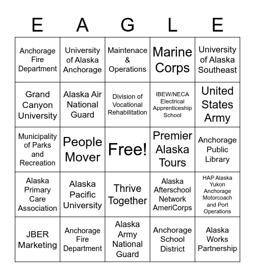 Eagle Expo Bingo Card