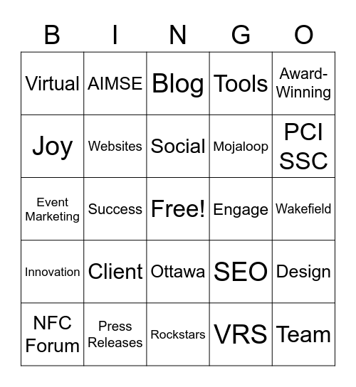 "Virtual Way" Global MarCom BINGO Card