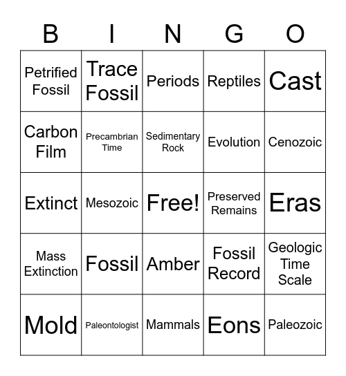 Fossils & Geo Time BINGO Card