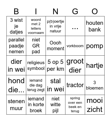 BLIH nature trial fun Bingo Card