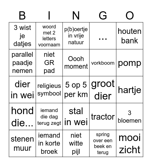 BLIH nature trial fun Bingo Card