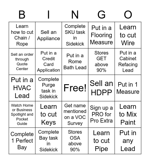 Merchandising Bingo Card