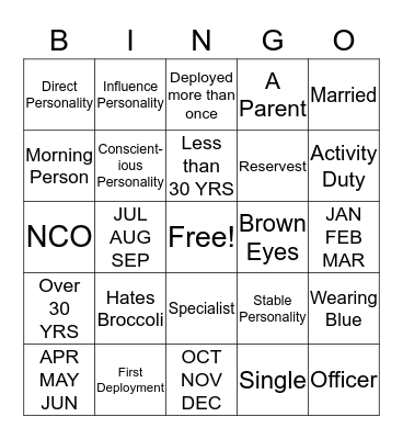 Getting to Know You  Bingo Card