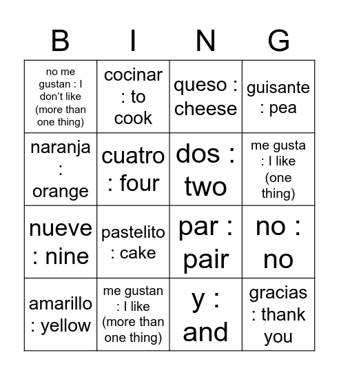 Book 2: Little Monster Bingo Card