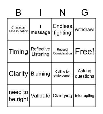 Communication BING Bingo Card