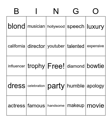 red carpet asl Bingo Card