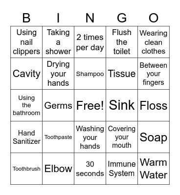 Hygiene Bingo Card