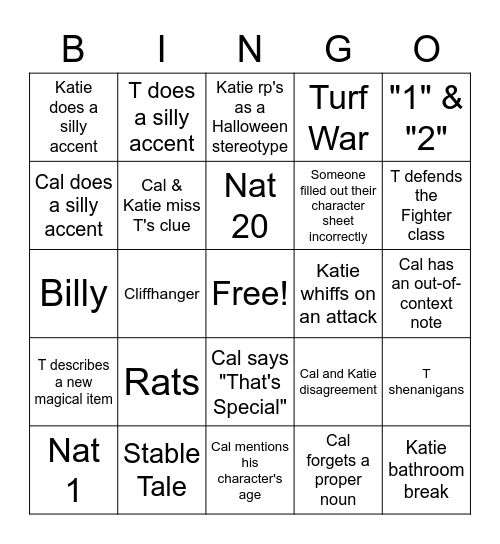 KCTTRPG Bingo Card