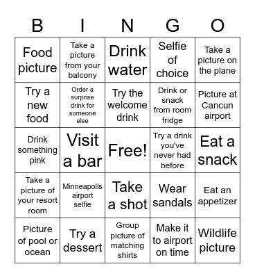 Mexico or Bust Bingo Card