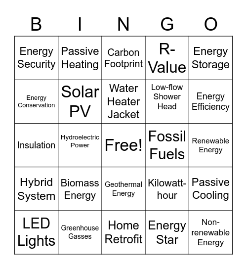 Community Energy BINGO Card