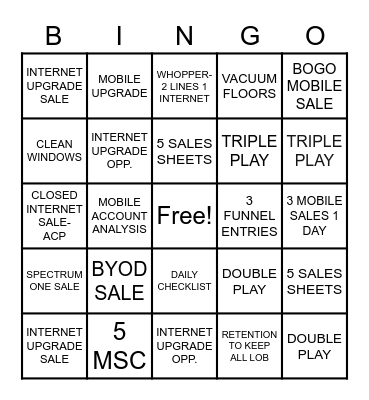 SPECTRUM BINGO Card