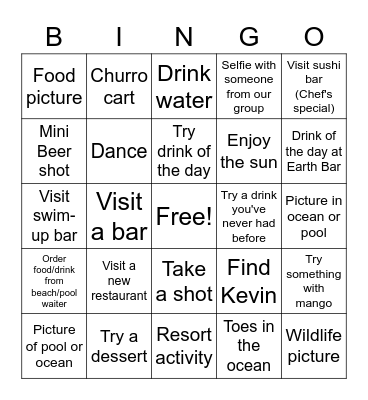 Mexico or Bust Bingo Card