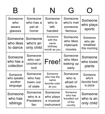 Human Bingo Card