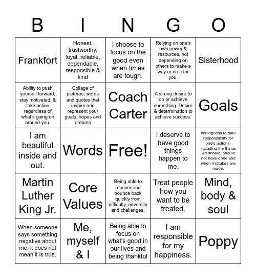 Stoic Bingo Card