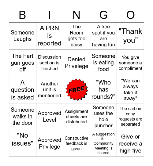 TRAC 3 West Cross Shift Bingo Card