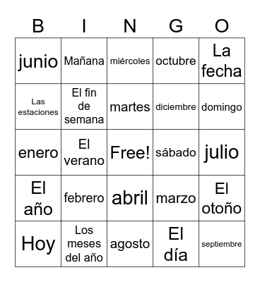 El Calendario Bingo Card