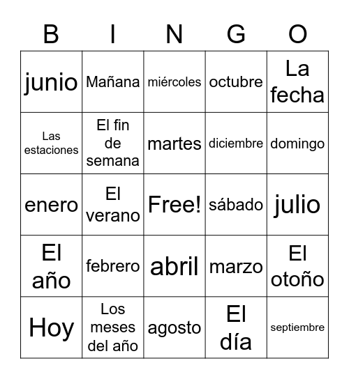 El Calendario Bingo Card