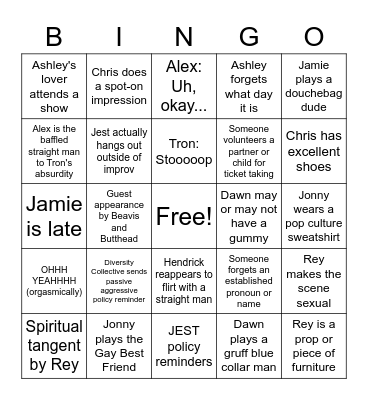 JESTIES Bingo! Bingo Card