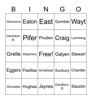 St. Ambrose Staff Bingo Card