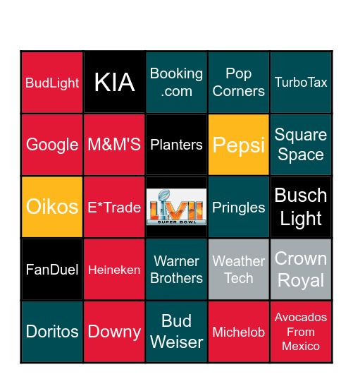 Superbowl LVII Bingo Jackpot Bingo Card