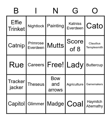 The Hunger Games Bingo Card