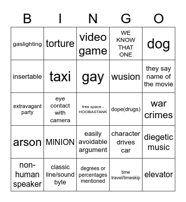 movie Bingo Card
