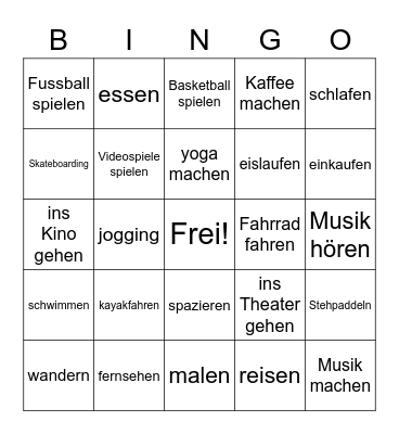 Was macht dir Spaß? Bingo Card
