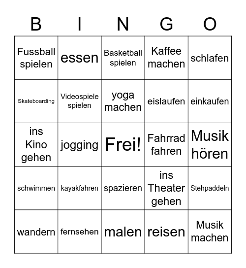 Was macht dir Spaß? Bingo Card