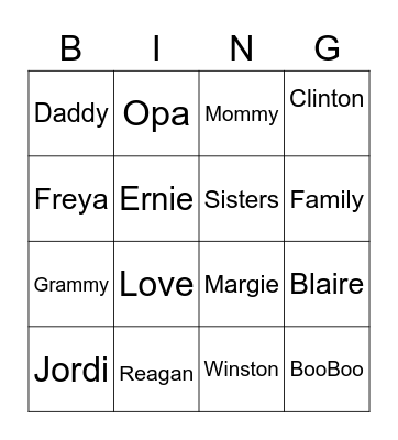 Valentines Bingo Card