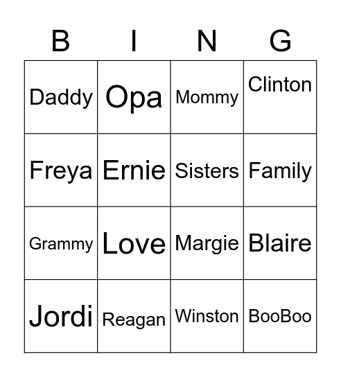 Valentines Bingo Card