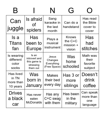 Cross+Crown Bingo Card