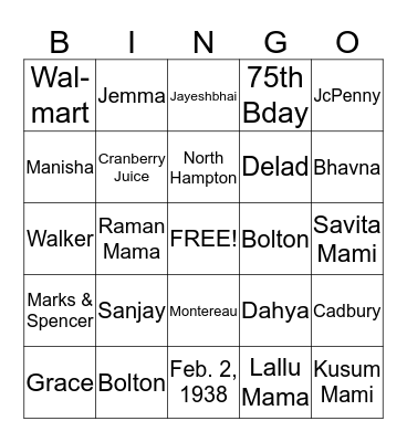 SANTA'S BIRTHDAY BINGO Card