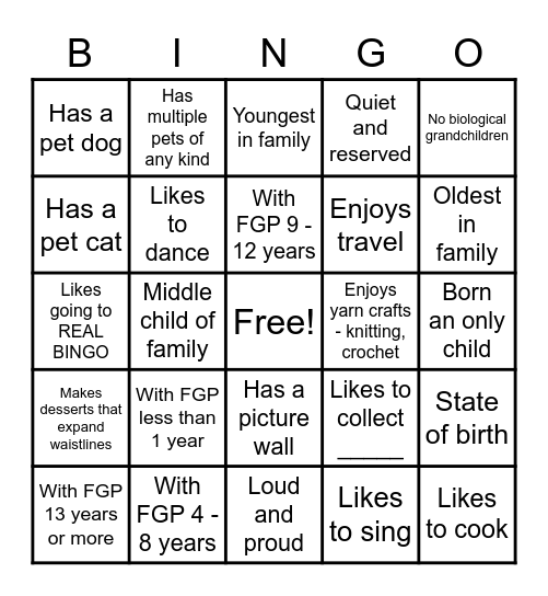 Getting to Know You Bingo Card