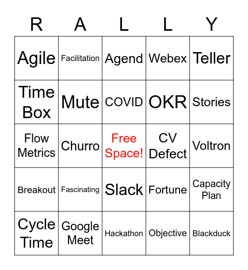 PI Planning Bingo! Bingo Card