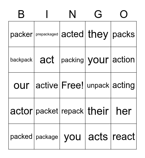 <pack> Bingo Card