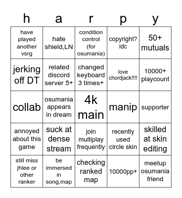 osnmania loser test Bingo Card