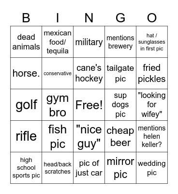Greenville NC Hinge Bingo Card