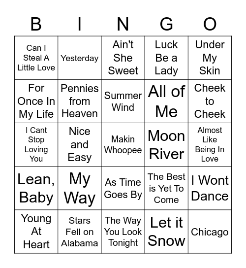 Music Bingo- Simply Sinatra Bingo Card