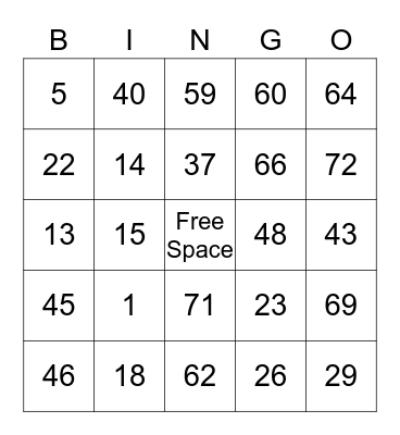 Merry Christmas Bingo Card