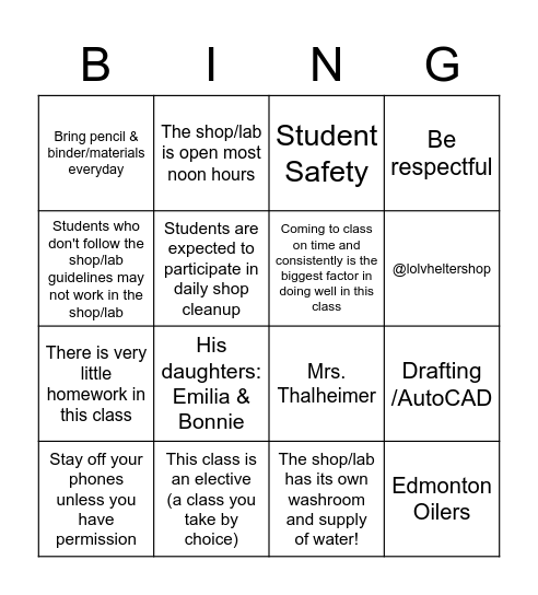 Mr. Thalheimer Talks About.... Bingo Card